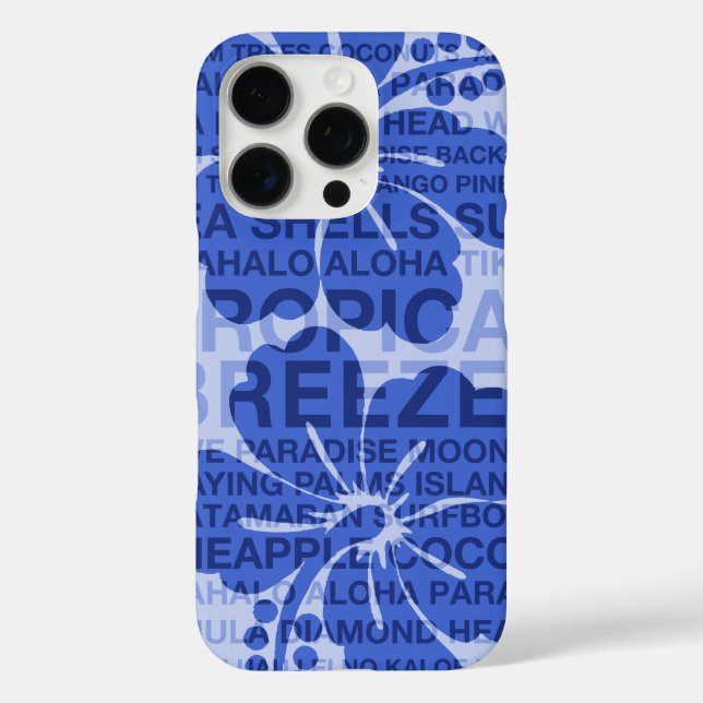 Summer Words Hawaiian Hibiscus Blue Case-Mate iPhone Case (Back)