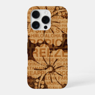 Summer Words Hawaiian Hibiscus Faux Wood iPhone 16 Pro Case
