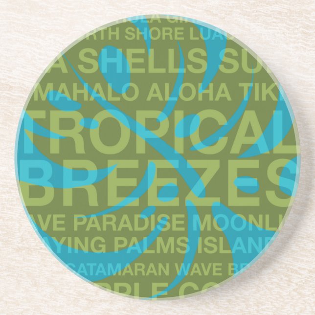 Summer Words Tropical and Monstera Leaf Coasters (Front)
