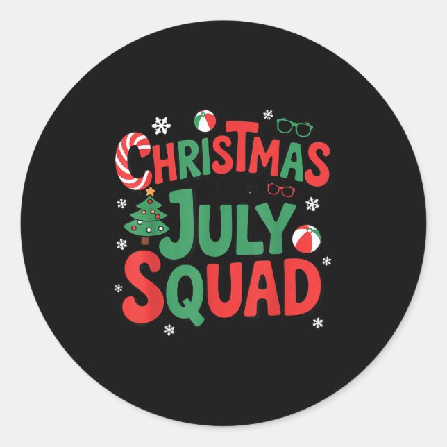 Summer Xmas Christmas In July Squad Funny Aloha To Classic Round Sticker (Front)