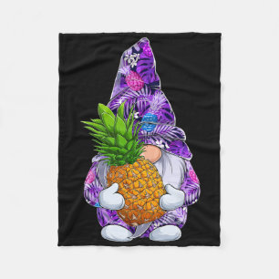 Summer Xmas Hawaiian Pineapple Gnome Christmas In  Fleece Blanket