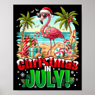Summer Xmas Hawaiian Trocal Beach Flamingo Women Poster