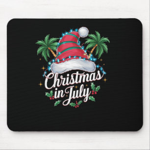 Summer Xmas Santa Hat and Palm Trees - Trocal Xmas Mouse Pad