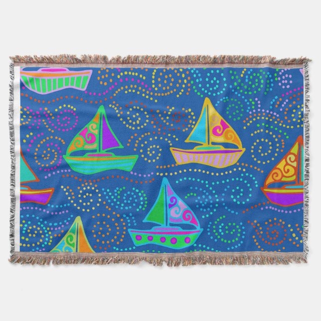 Summer Yachting Throw Blanket (Front)