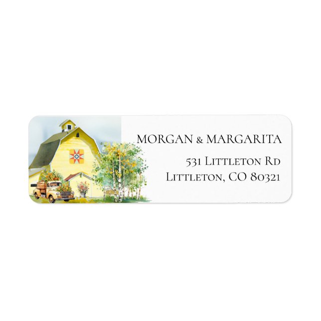 Summer Yellow Barn Return Address Label (Front)