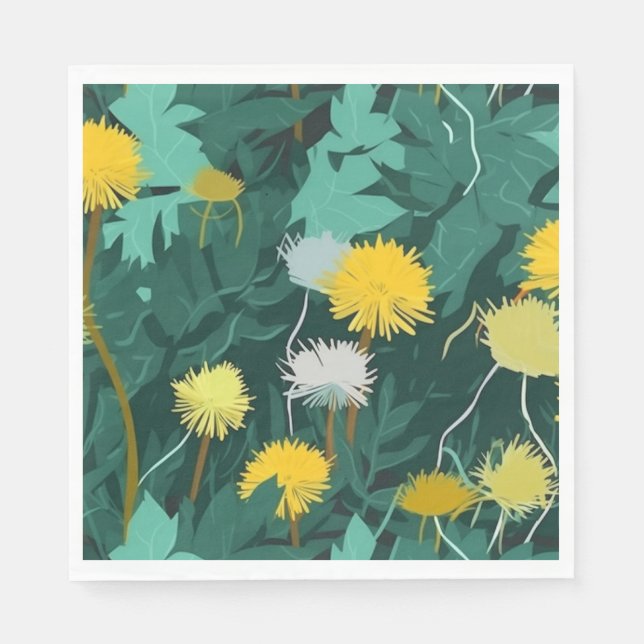 Summer Yellow Dandelions Napkin (Front)