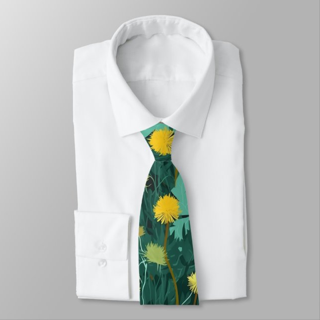 Summer Yellow Dandelions Tie (Tied)