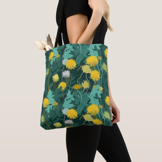 Summer Yellow Dandelions Tote Bag (Close Up)