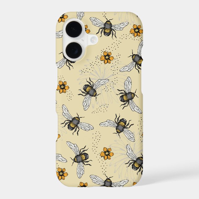 Summer Yellow Honeybee and Flowers Pattern (Back)