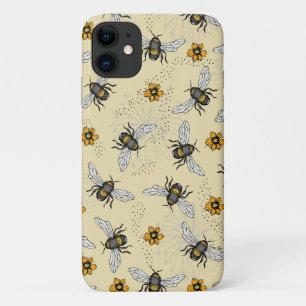 Summer Yellow Honeybee and Flowers Pattern Case-Mate iPhone Case