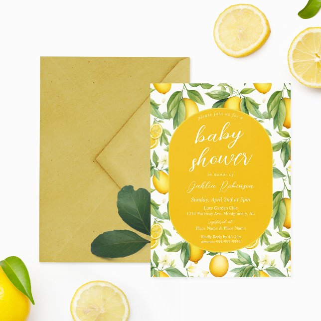 Summer Yellow Lemon Baby Shower Invitation (Creator Uploaded)