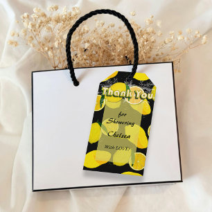 Summer Yellow Lemon Bridal Shower Thank You Black Gift Tags