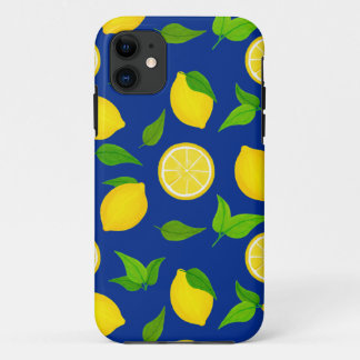 Summer Yellow Lemons with Royal Blue Pattern Case-Mate iPhone Case
