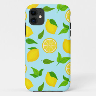 Summer Yellow Lemons with Soft Blue Pattern Case-Mate iPhone Case