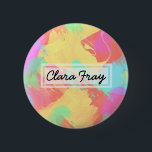 Summer yellow orange mint pink coral brushstrokes 6 cm round badge<br><div class="desc">Colourful abstract design.</div>