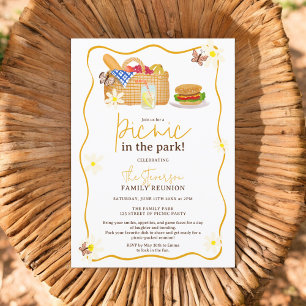 Summer yellow Picnic in the park family reunion Invitation