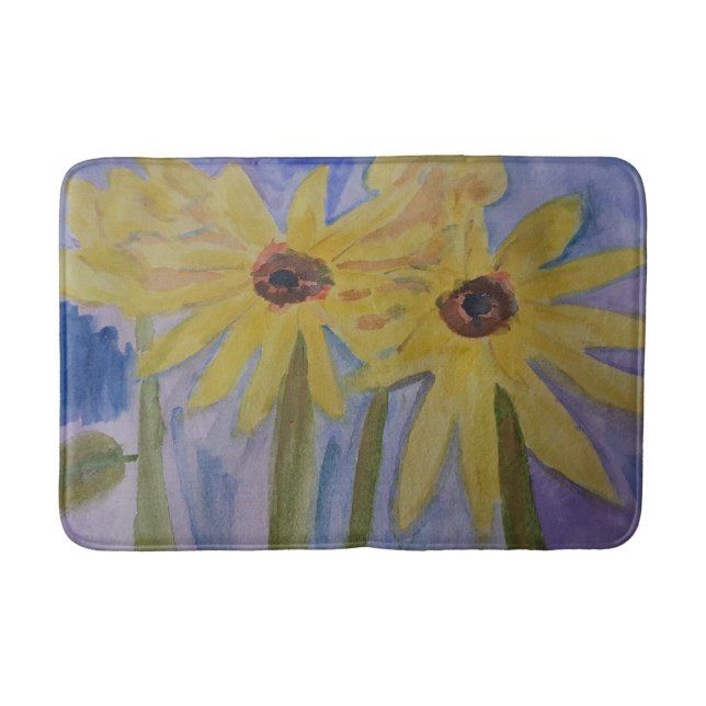 Summer Yellow Sunflowers Bath Mat (Front)