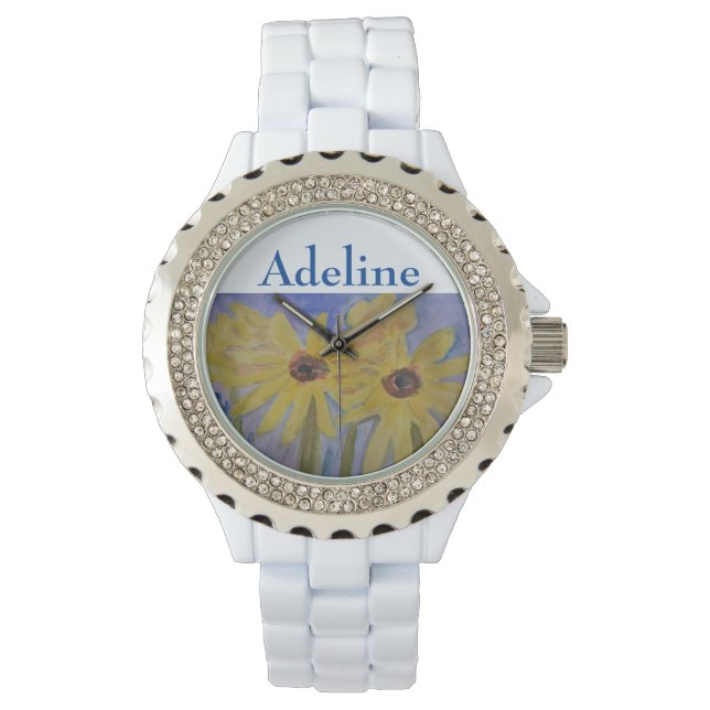 Summer Yellow Sunflowers Personalized Watch (Front)