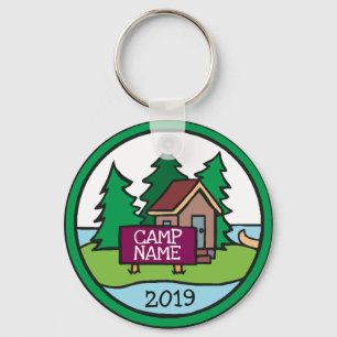 Summer youth camp cabin island w/custom sign key ring