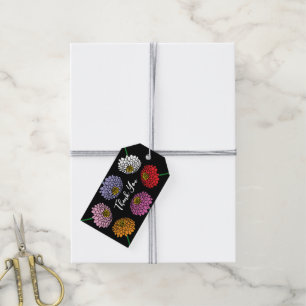 Summer Zinnia flower coloured floral drawing custo Gift Tags