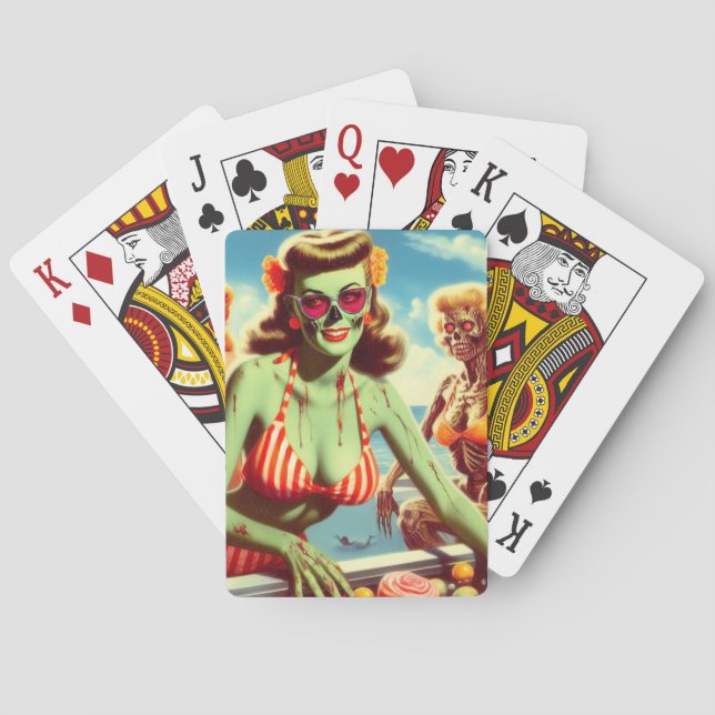 Summer Zombie Pin-up Playing Cards (Back)