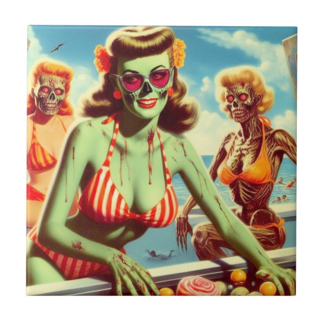 Summer Zombie Pin-up Tile (Front)