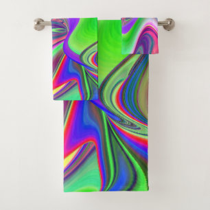Summerfeeling , Abstract 3D Rainbowart Bath Towel Set