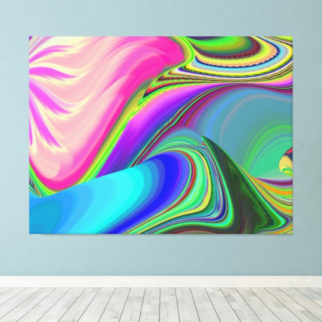 Summerfeeling , Abstract 3D Rainbowart Canvas Print (Insitu(Wood Floor))