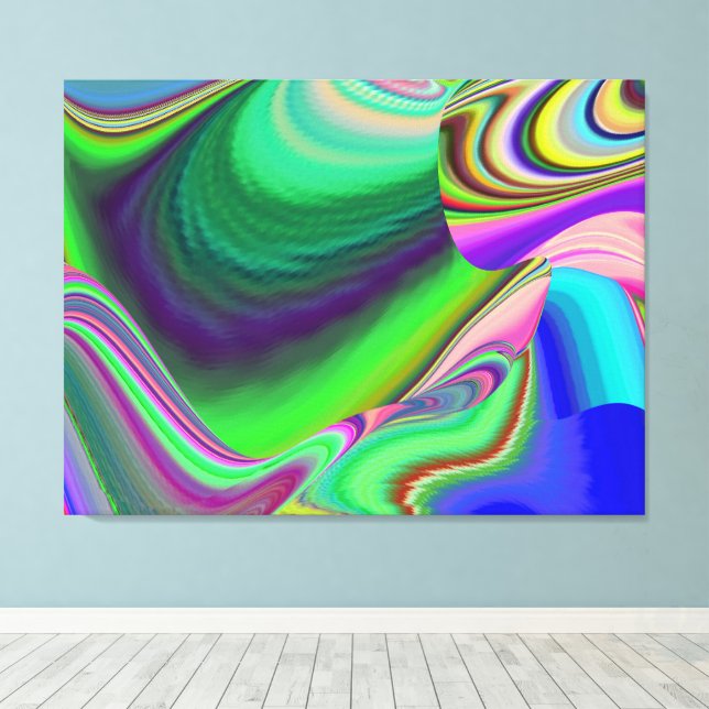 Summerfeeling , Abstract 3D Rainbowart Canvas Print (Insitu(Wood Floor))