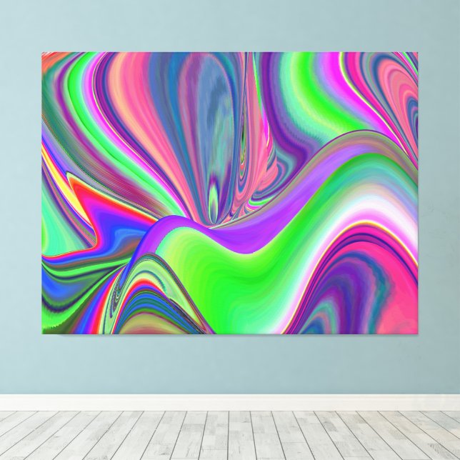 Summerfeeling , Abstract 3D Rainbowart Canvas Print (Insitu(Wood Floor))