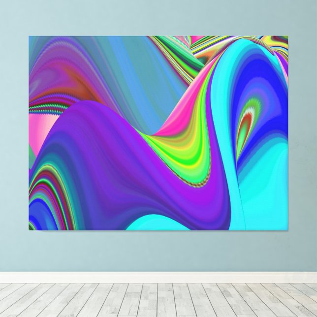 Summerfeeling , Abstract 3D Rainbowart Canvas Print (Insitu(Wood Floor))