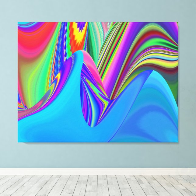 Summerfeeling , Abstract 3D Rainbowart Canvas Print (Insitu(Wood Floor))