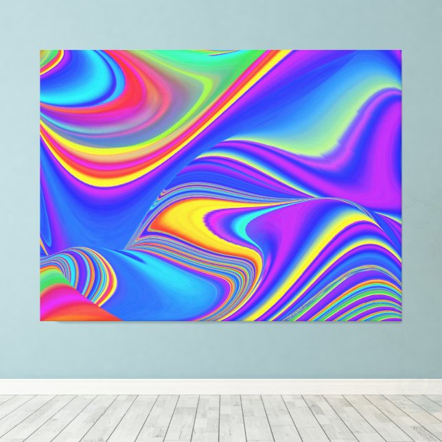 Summerfeeling , Abstract 3D Rainbowart Canvas Print (Insitu(Wood Floor))