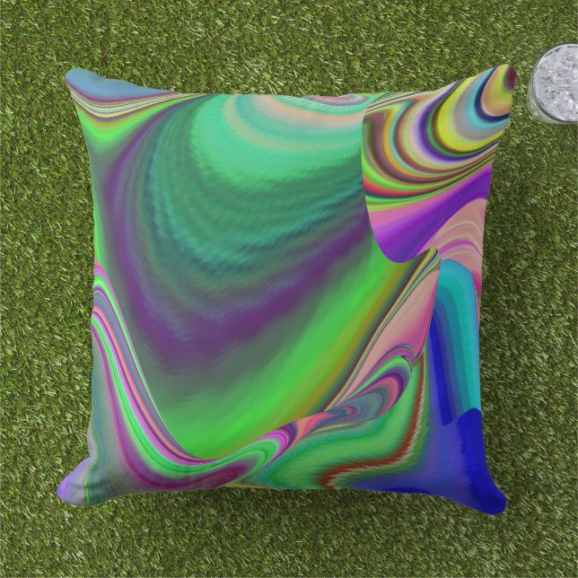 Summerfeeling , Abstract 3D Rainbowart Cushion (Grass)