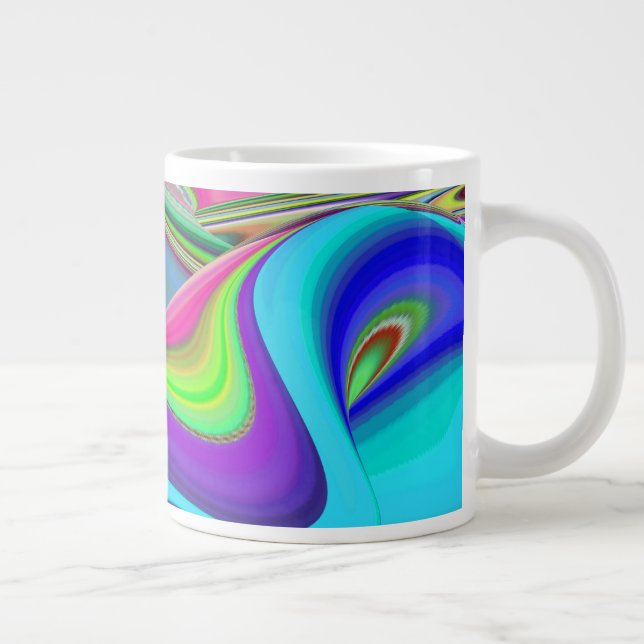 Summerfeeling , Abstract 3D Rainbowart Large Coffee Mug (Right)