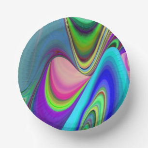 Summerfeeling , Abstract 3D Rainbowart Paper Plate