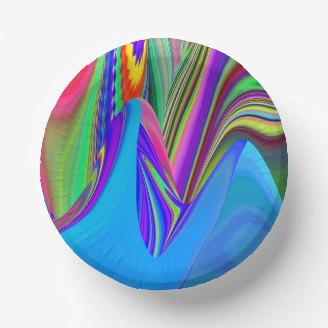 Summerfeeling , Abstract 3D Rainbowart Paper Plate (Front)