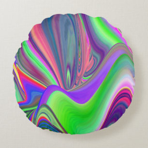 Summerfeeling , Abstract 3D Rainbowart Round Cushion