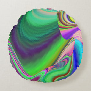 Summerfeeling , Abstract 3D Rainbowart Round Cushion