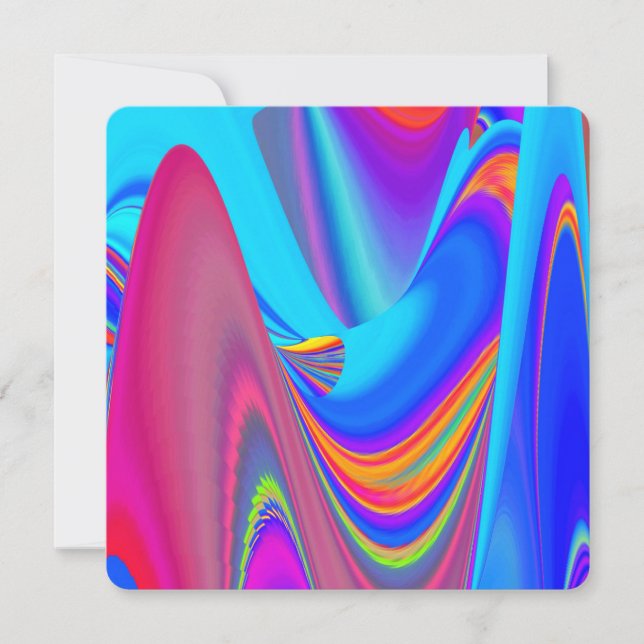 Summerfeeling , Abstract 3D Rainbowart Save The Date (Front)