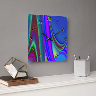 Summerfeeling , Abstract 3D Rainbowart Square Wall Clock