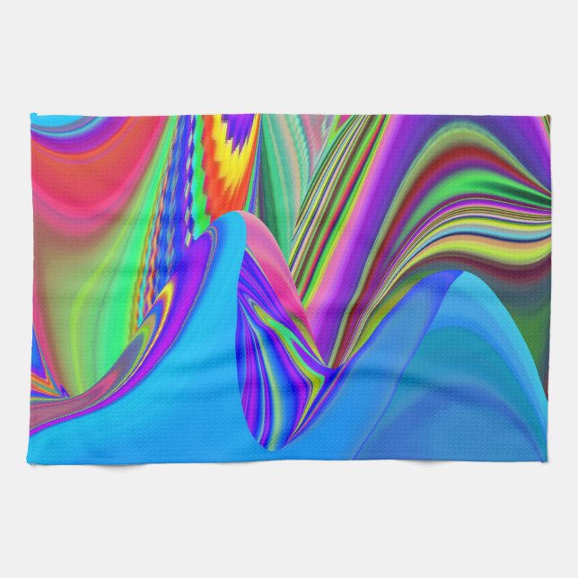Summerfeeling , Abstract 3D Rainbowart Tea Towel (Horizontal)