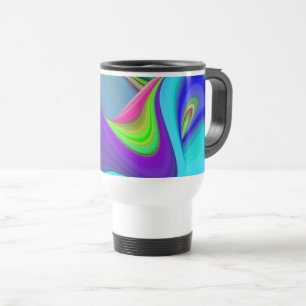 Summerfeeling , Abstract 3D Rainbowart Travel Mug