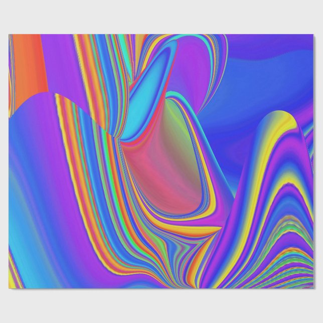 Summerfeeling , Abstract 3D Rainbowart Wrapping Paper (Flat)