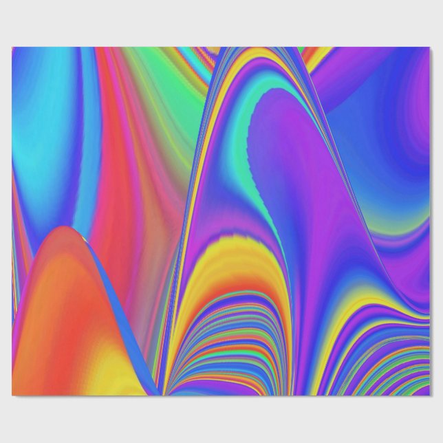 Summerfeeling , Abstract 3D Rainbowart Wrapping Paper (Flat)