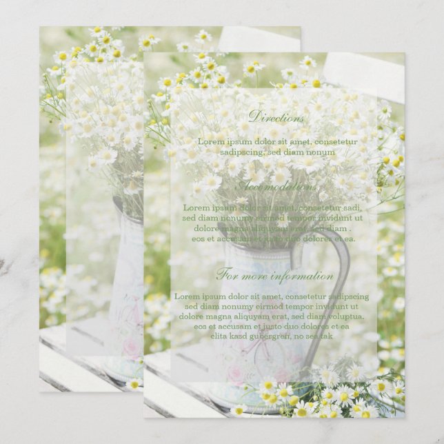 Summerfield Daisies Camomile Flower Floral Wedding Invitation (Front/Back)