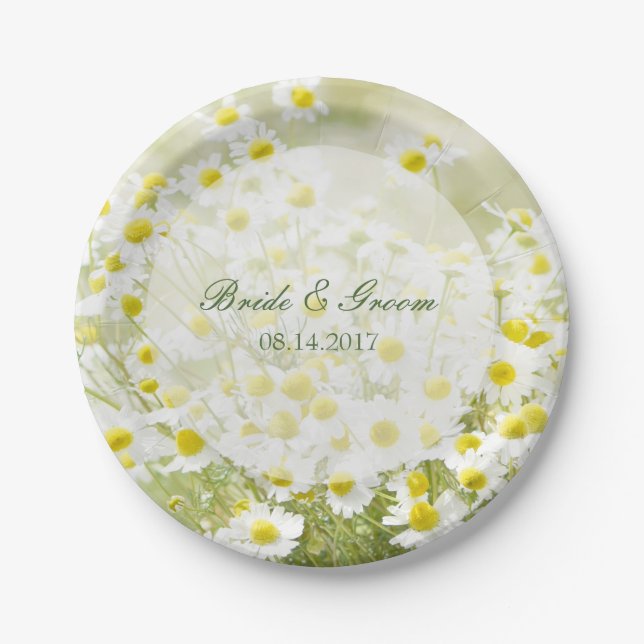 Summerfield Daisies Camomile Flower Floral Wedding Paper Plate (Front)