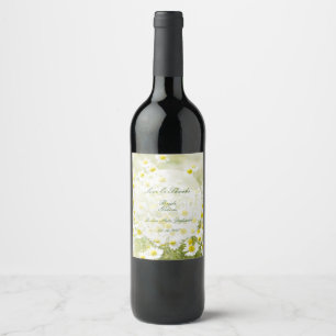 Summerfield Daisies Camomile Flower Floral Wedding Wine Label