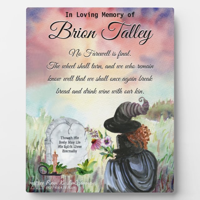 Summerland Witch Family Memorial In Loving Memory Plaque (Front)