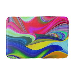 Summerrainbow , Abstract 3D Rainbowart Bath Mat